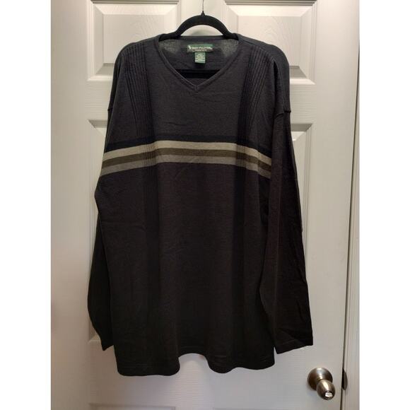 Vintage Bert Pulitzer Men's Size 2XLT Black Striped Classic Pullover Sweater - Picture 1 of 3